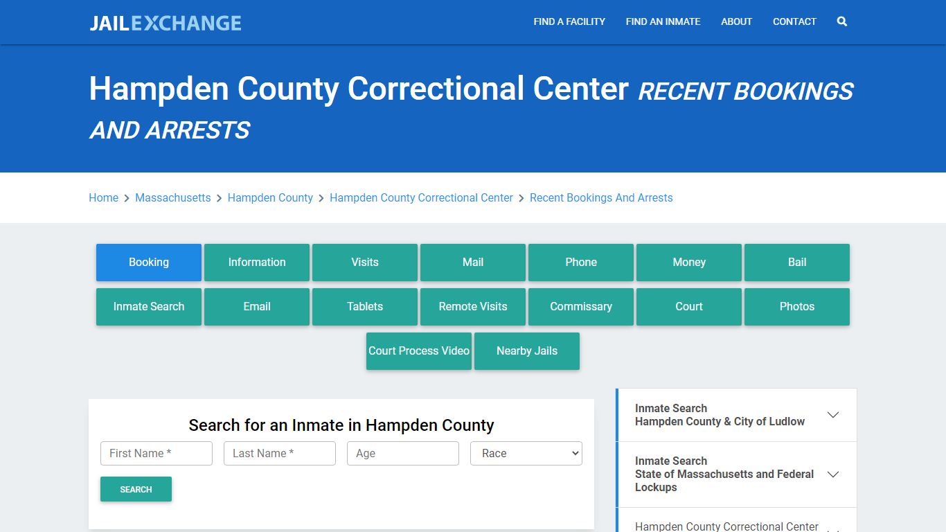 Hampden County Correctional Center Recent Bookings And Arrests