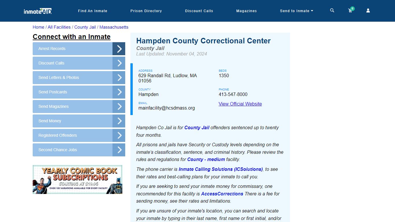 Hampden County Correctional Center - Inmate Locator