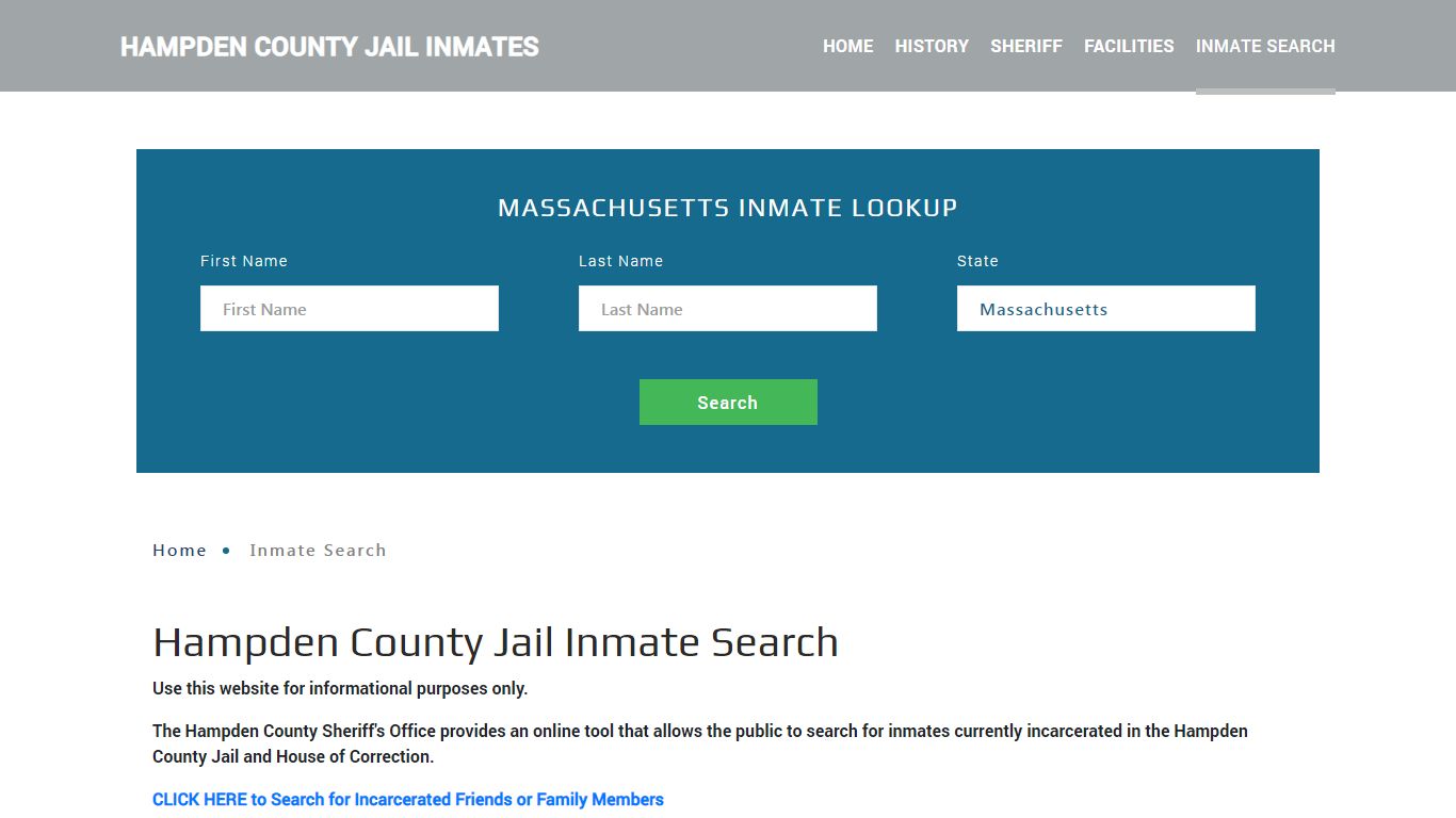 Hampden County, MA Detainee Lookup